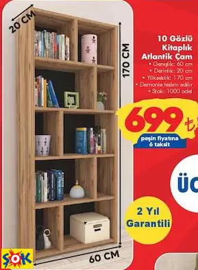 10 GÖZLÜ KİTAPLIK ATLANTİK ÇAM